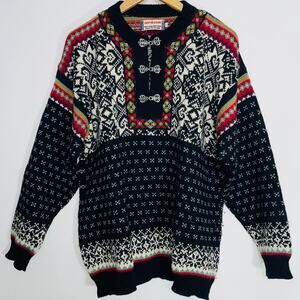Norskwear Wool Sweater Made in Iceland - Size L - Pewter Clasps - 100% Pure Wool